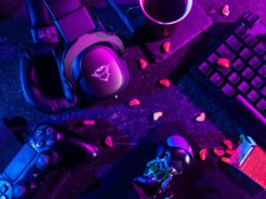 Gaming technology in colorful lights